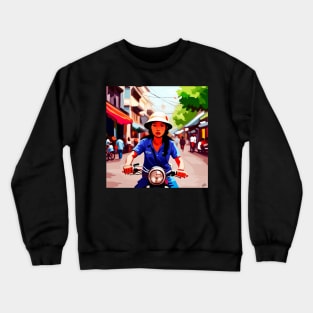 Vietnamese Girl on Motorbike Crewneck Sweatshirt